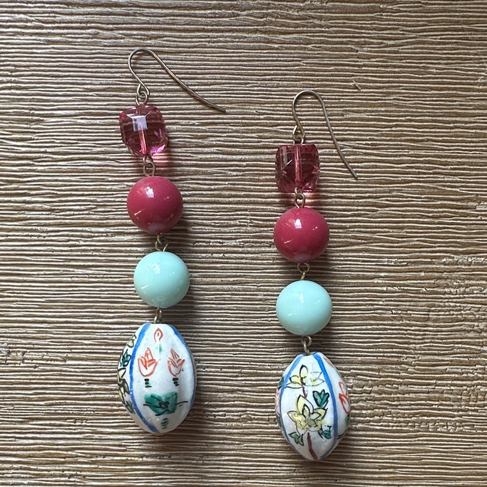 Floral Beaded Drop Earrings